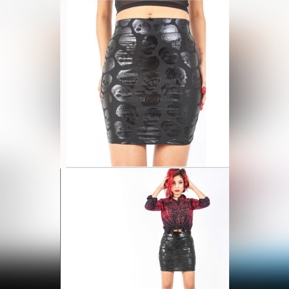 Iron Fist bodycon stretchy skull gothic / punk skirt! Nwt! Sold out - Picture 3 of 5